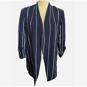 LIMITED Navy Blue White Stripe Open Knit Blazer NWT 18 Cardigan Jacket Plus